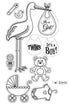 Sizzix Clear Stamps Stork Announcements /  Sellos de Bebé descontinuado Sizzix