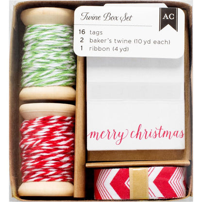Twine Box Set / Caja de Hilos y Etiquetas de Navidad Descontinuado American Crafts