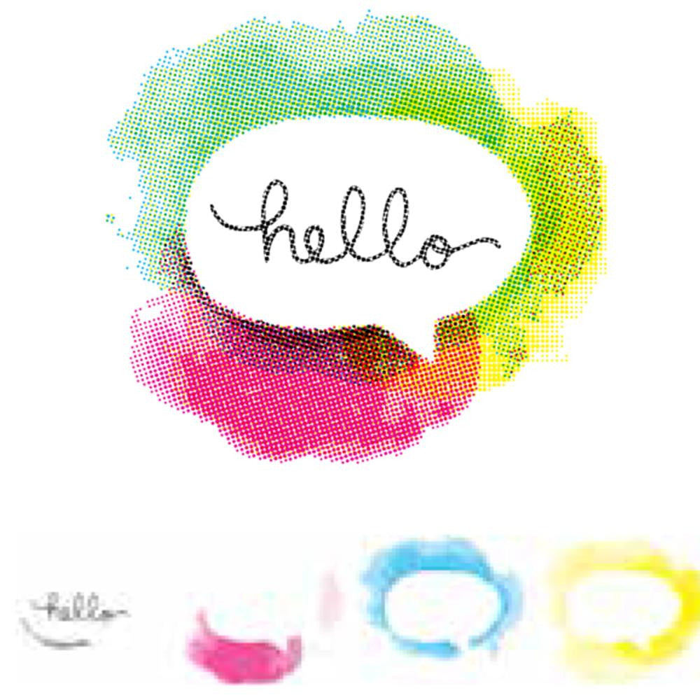 CMYK Hello Stamps / Sellos de Polímero para usarse en Capas Descontinuado We R Memory Keepers