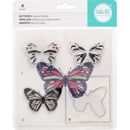 CMYK Butterfly Stamps / Sellos de Polímero para usarse en Capas Descontinuado We R Memory Keepers