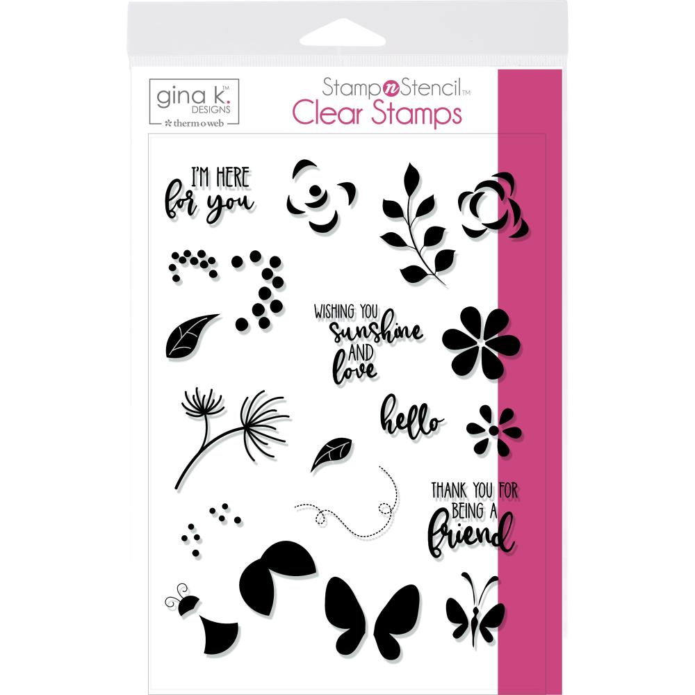 Gina K Designs Stamp Set Petals & Wings / Sellos Pétalos y Alas