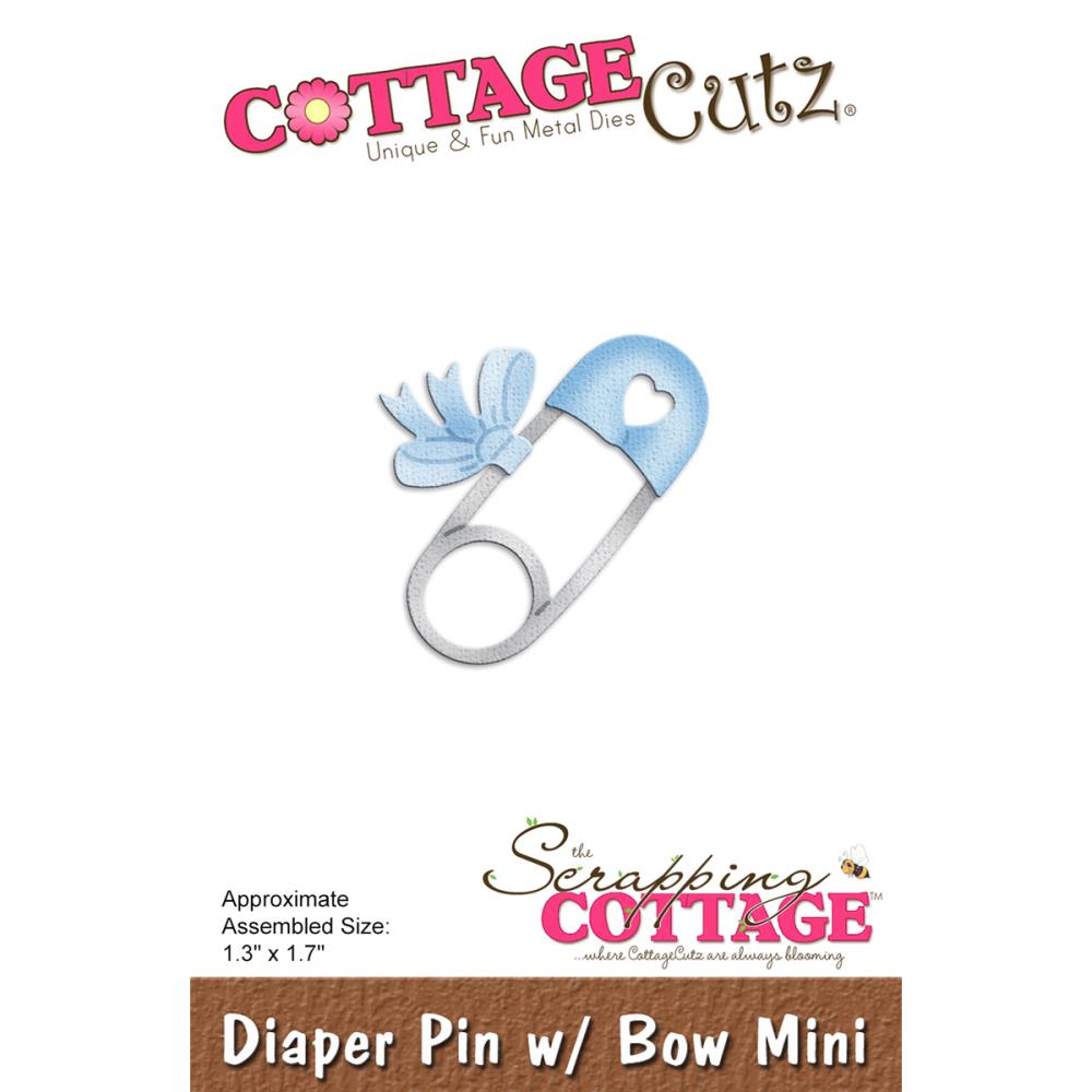 Diaper Pin w/ Bow Mini Die /  Suaje de Seguro de Bebé Descontinuado Cottage Cutz