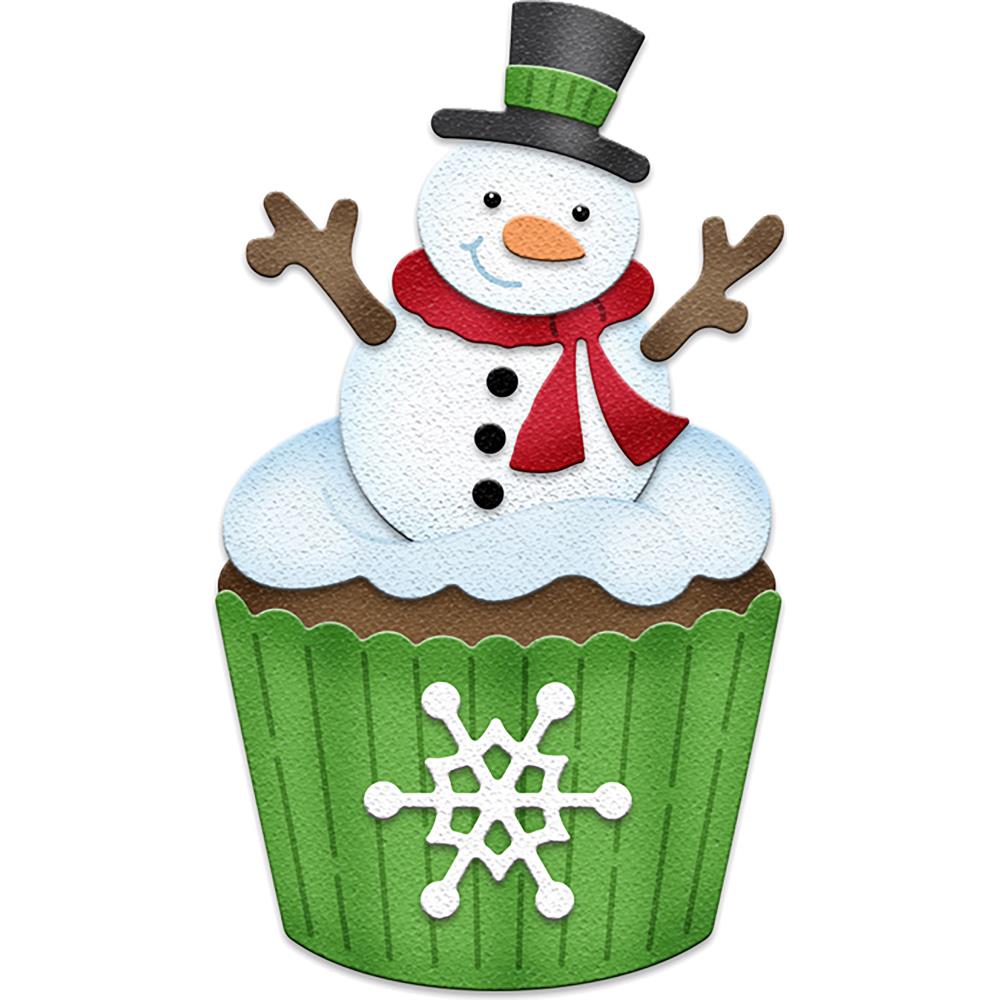 Snowman Cupcake Die /  Suaje de Muñeco de Nieve en Panquecito Descontinuado Cottage Cutz