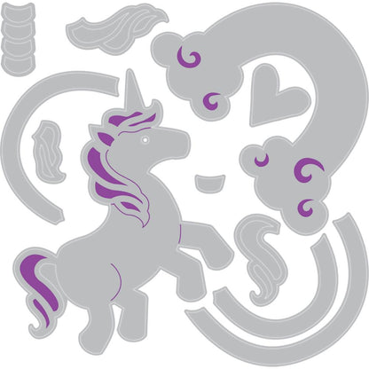 Thinlits Unicorn &amp; Rainbows Dies /  Folder de Grabado, Suaje de Unicornio y Arcoiris Descontinuado Sizzix