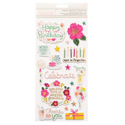 Cardstock Stickers Party Time / Estampas de Cartulina y Foamy Tiempo de Fiesta Descontinuado Pink Paislee