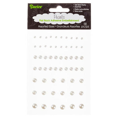 Flat Back Adhesive  White Pearls / Medias Perlas Blancas Adhesivas Descontinuado Darice