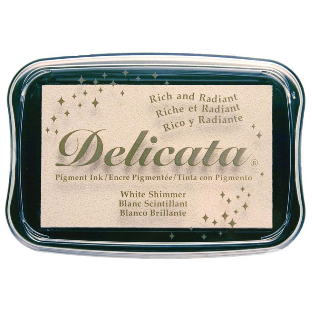 Delicata Ink Pad White Shimmer / CojÃn de Tinta Metálica Blanco Tintas TSUKINEKO