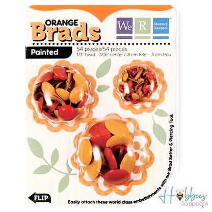 Orange Brads / 54 Chinches color Naranja Descontinuado We R Memory Keepers