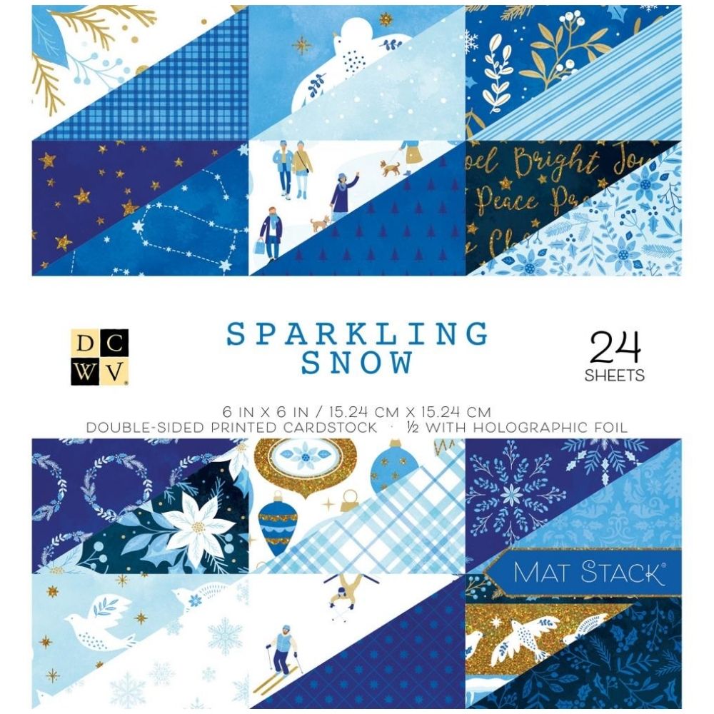 Sparkling Snow 6" Cardstock / Block de Navidad Tonos Azules Papel DCWV