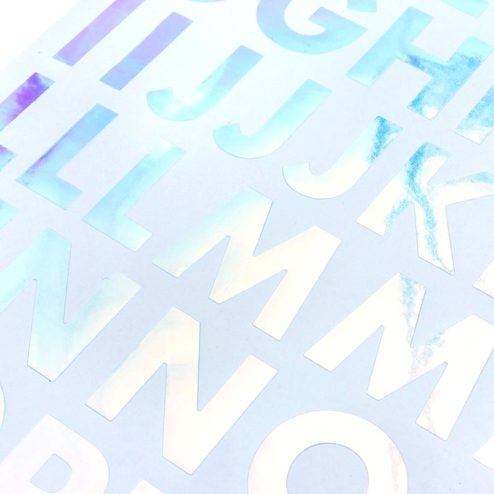 Iridescent Alphabet Stickers Silver / Estampas de Alfabeto Plata 