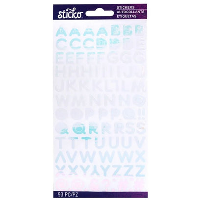 Iridescent Alphabet Stickers Silver / Estampas de Alfabeto Plata DESCONTINUADO Sticko