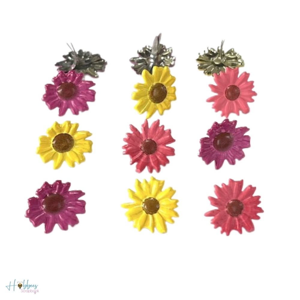 Colored Daisies Brads / Sujetadores Margaritas de Colores Adornos / Embellishments Eyelet Outlet