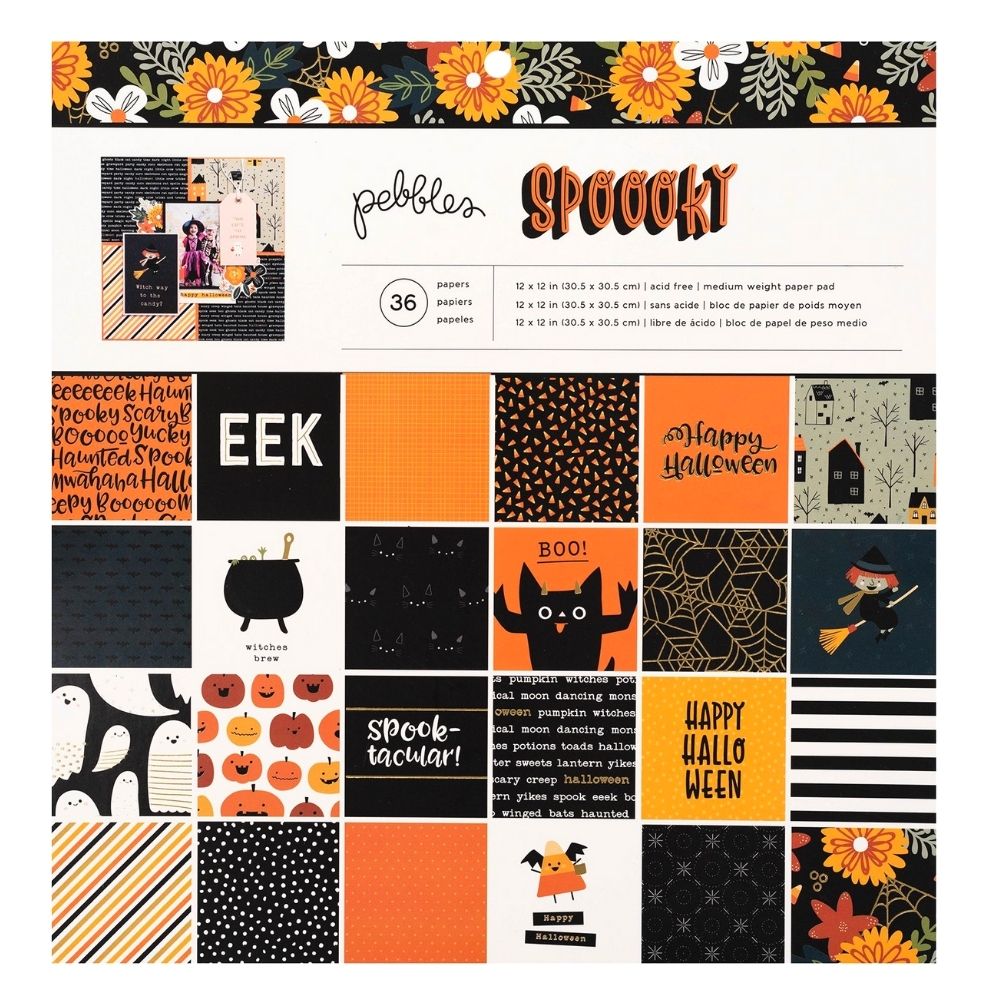 Spoooky Paper Pad 12 x 12" / Block de Halloween Papel Pebbles