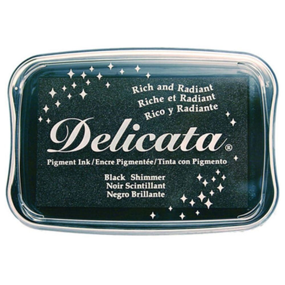 Delicata Ink Pad Black Shimmer / CojÃn de Tinta Metálica Negro Tintas TSUKINEKO