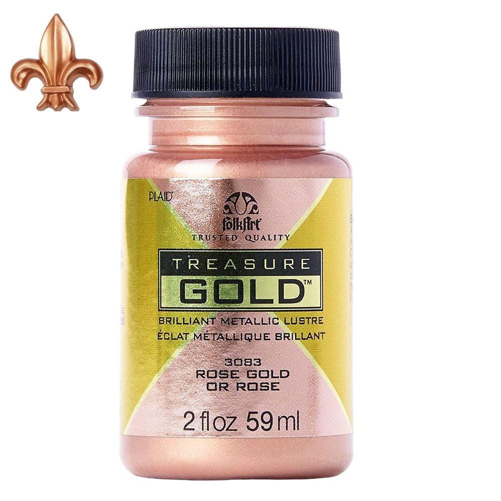 FolkArt Treasure Gold Acrylic Paint Rose Gold / Pintura AcrÃlica Multisuperficies Oro Rosado Metálica Acrìlicos Plaid