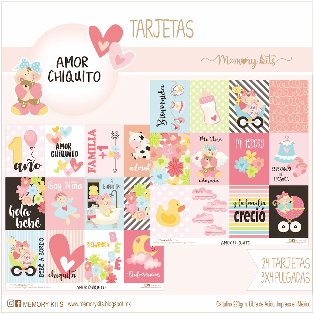 Kit de Papel Cartulina Amor Chiquito Niña Descontinuado Memory Kits
