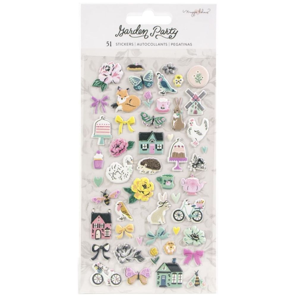 Garden Party Puffy Stickers / Estampas en 3D Decorativas Descontinuado American Crafts
