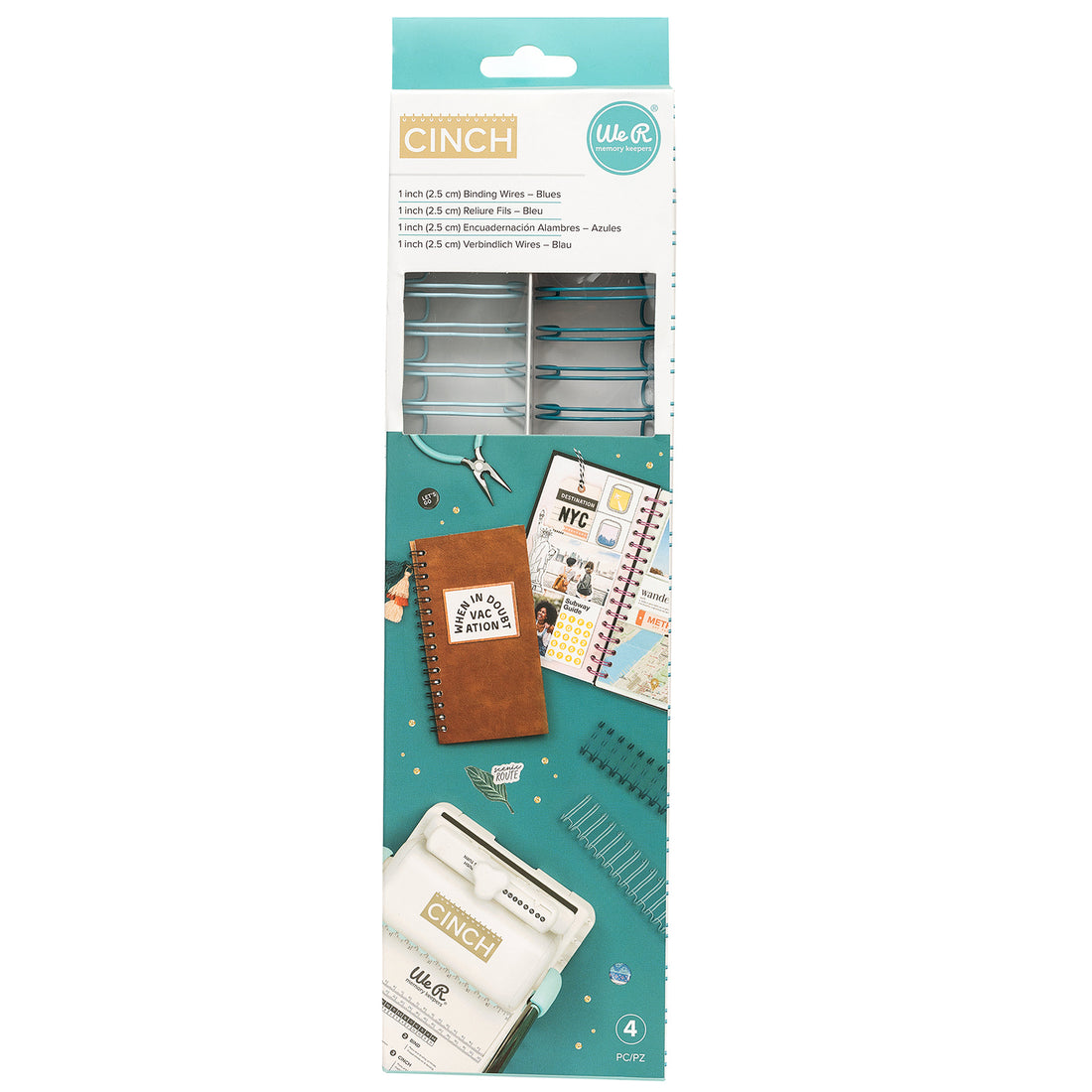 Cinch Wires Blue 1" / 4 Arillos Azules Arillos para Engargolar We R Memory Keepers