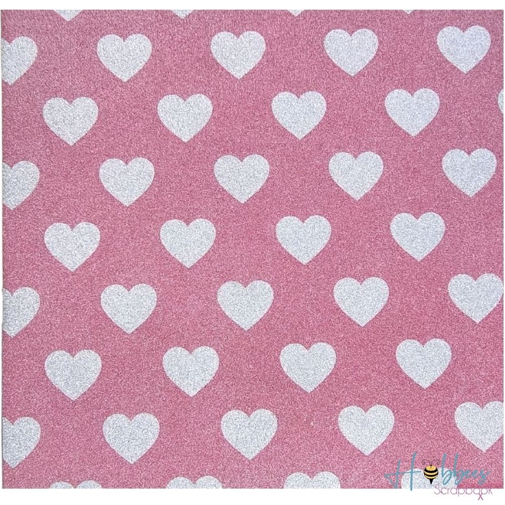 Rouge Hearts Glitter Paper / 1 Hoja de Papel Glitter de Corazones Descontinuado American Crafts