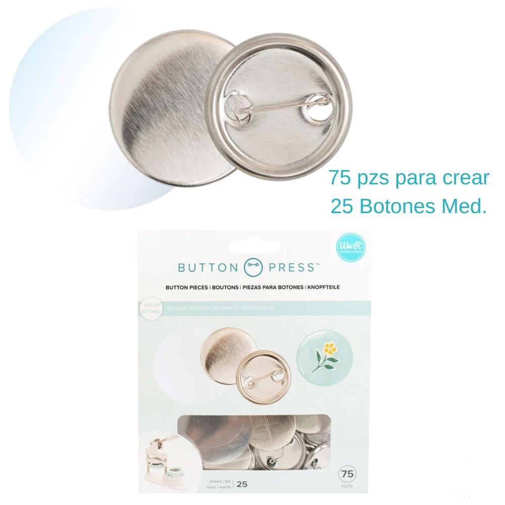 Button Press Medium Pins Refill  / 25 Botones Medianos Personalizables Accesorios We R Memory Keepers