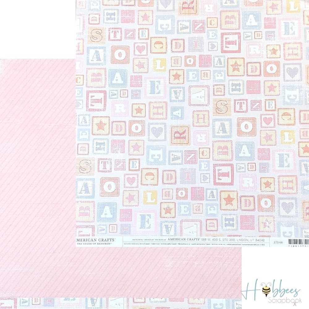 Double-Sided Cardstock Nursery / 1 Hoja de Cartulina Doble Cara Bebés Papel, Hojas Sueltas American Crafts