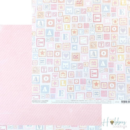 Double-Sided Cardstock Nursery / 1 Hoja de Cartulina Doble Cara Bebés Papel, Hojas Sueltas American Crafts