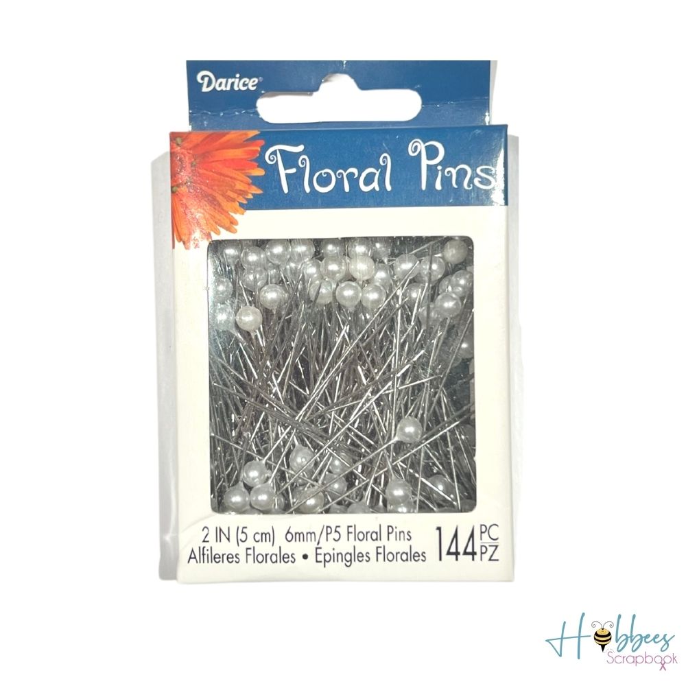 Floral Pins / Alfileres con Cabeza de Perla 5 cm Descontinuado Darice