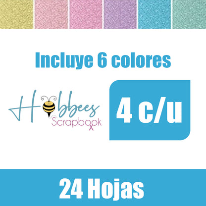Glitzy Glitter Cardstock  / Cartulina Brillitos Colores Pastel 6" Descontinuado DCWV