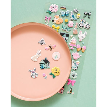 Garden Party Puffy Stickers / Estampas en 3D Decorativas Descontinuado American Crafts