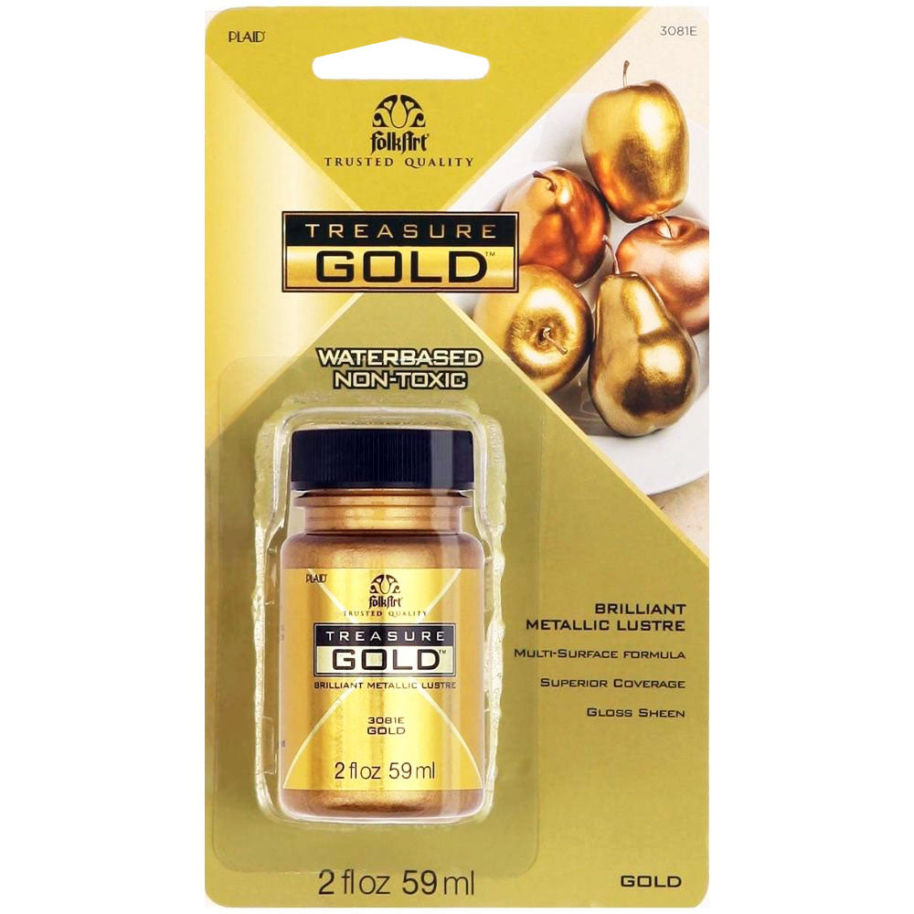 FolkArt Treasure Gold Acrylic Paint Gold / Pintura AcrÃlica Multisuperficies Oro Metálica Acrìlicos Plaid