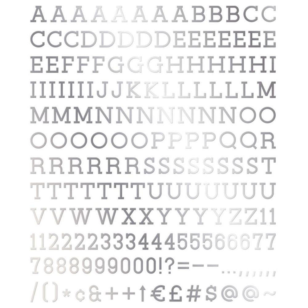 Silver Letterboard Letters &amp; Characters / Letras Mayúsculas Para Tablero  DCWV