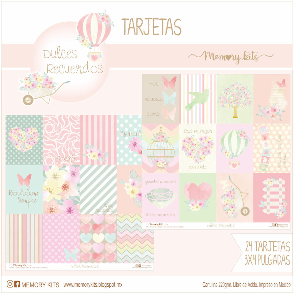 Kit de Papel Cartulina Dulces Recuerdos Papel Memory Kits