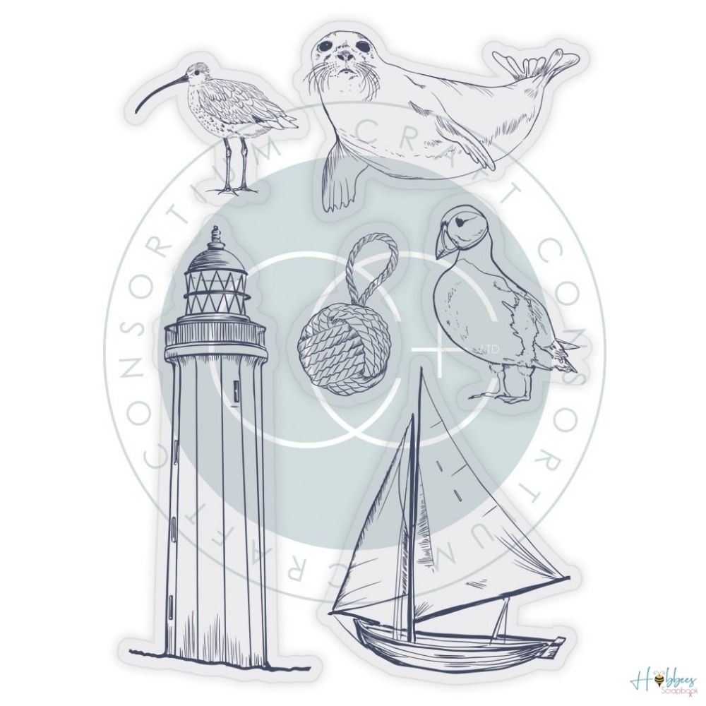 Sea &amp; Shore Stamps / 6 Sellos Mar y Costa Sellos Craft Consortium