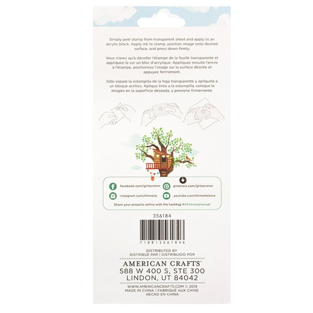 Never Grow Up Clear Acrylic Stamps / Sellos Mariposa y Frases Descontinuado American Crafts