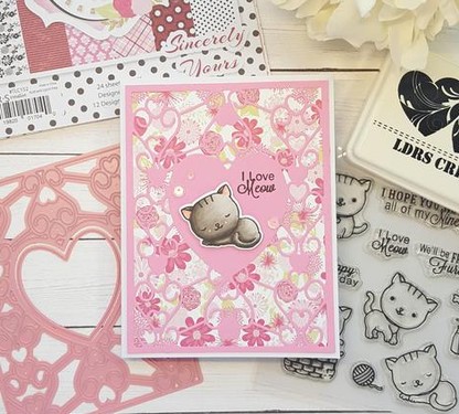 Stamps and Dies  Kitten Caboodle / Kit de Suajes y Sellos de Gatitos Descontinuado LDRS Creative