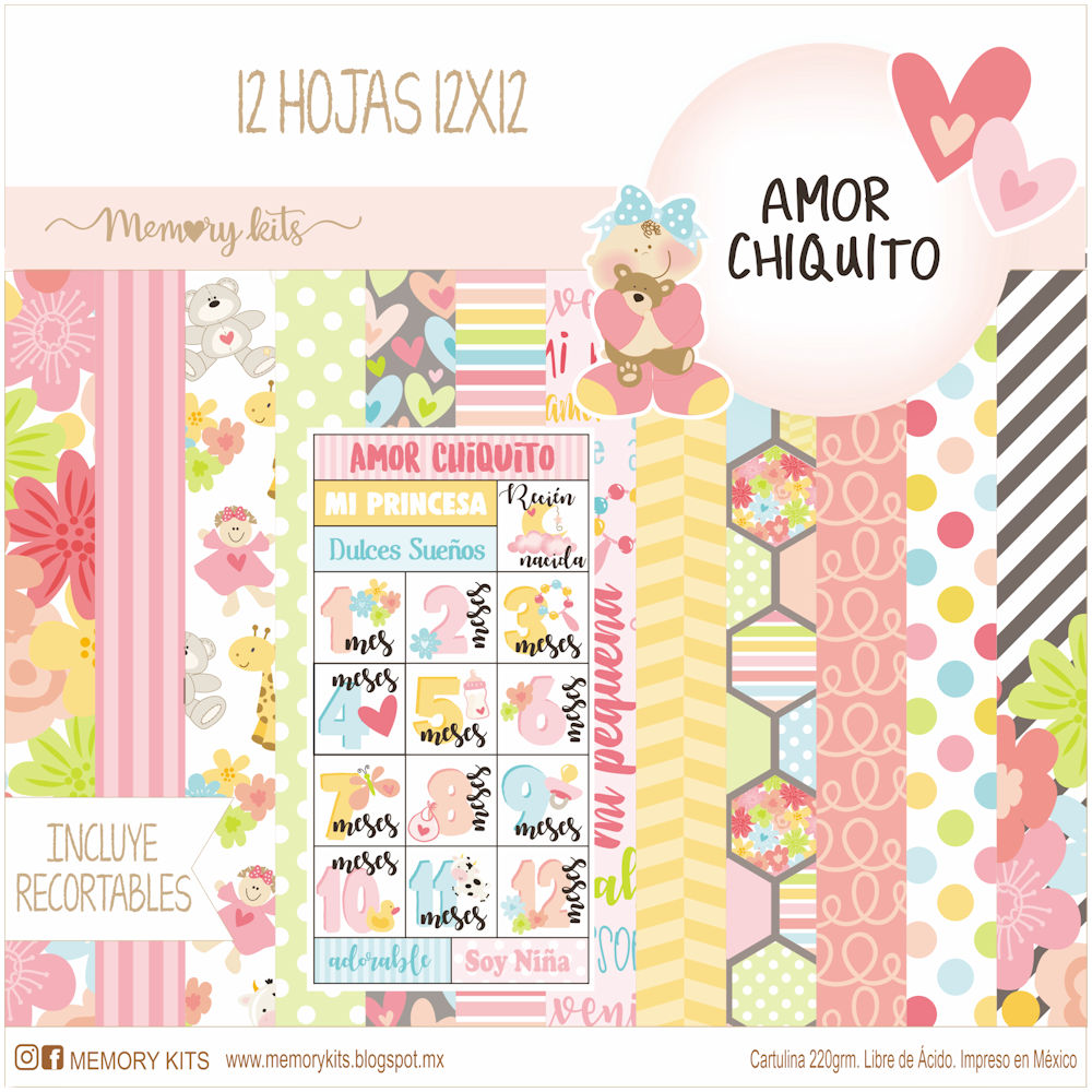 Kit de Papel Cartulina Amor Chiquito Niña Descontinuado Memory Kits
