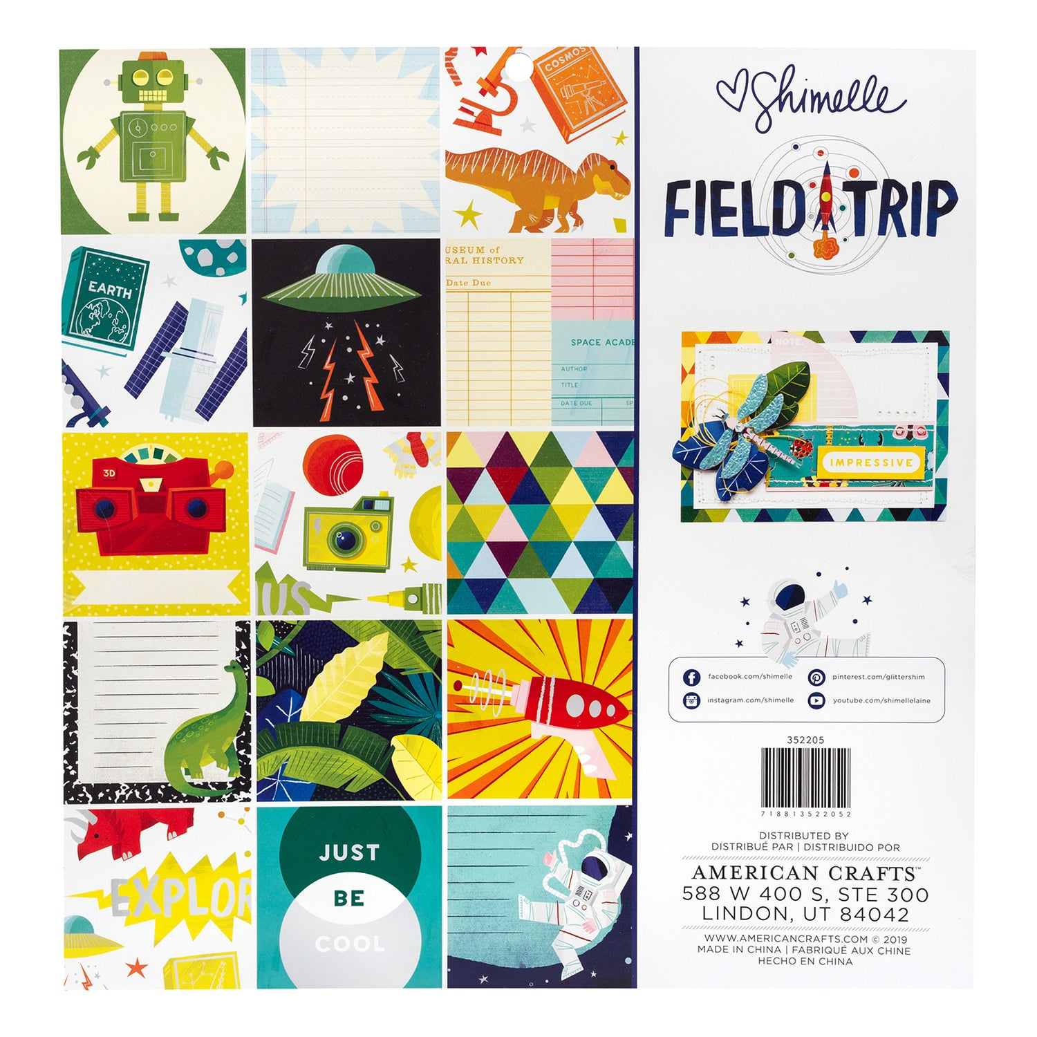 Field Trip Paper Pad / Block de Papel Decorado Niños Descontinuado American Crafts