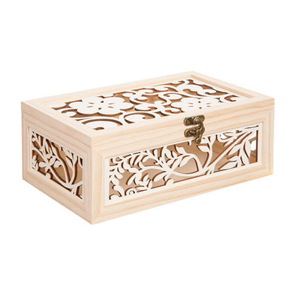 Wood Box With Laser Cut Flower Pattern / Cajita de Madera Floral Descontinuado Darice