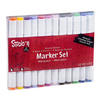 Alcohol Brush Markers / Set de 12 Marcadores de Alcohol Descontinuado Studio 71