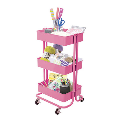 Metal Rolling Utility Cart Hot Pink / Carrito con Ruedas Rosa Intenso Descontinuado Darice
