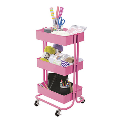 Metal Rolling Utility Cart Hot Pink / Carrito con Ruedas Rosa Intenso Descontinuado Darice