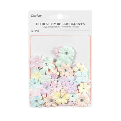 Miniature Floral Embellishment Pastels / 60 Florecitas Miniatura Descontinuado Darice
