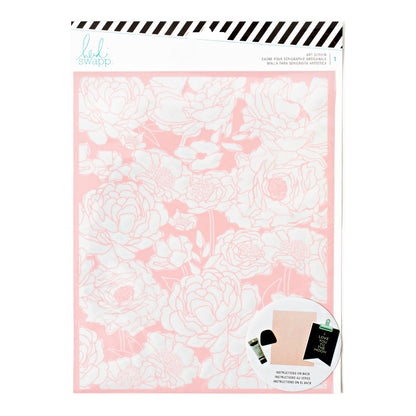 Art Screen Floral / Malla para Serigrafía Artística Flores Esténciles / Plantillas Heidi Swapp