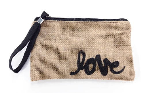 Burlap Clutch - Love American / Estuche de Yute - Love Descontinuado American Crafts