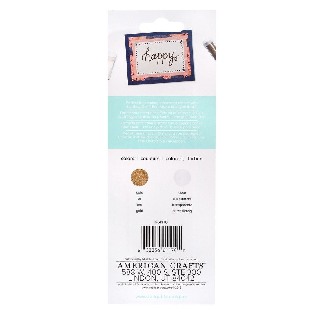 Glue Quill Embossing Powder Clear &amp; Gold / 2 Polvos de Embossing Oro y Claro Polvos de Embossing We R Memory Keepers