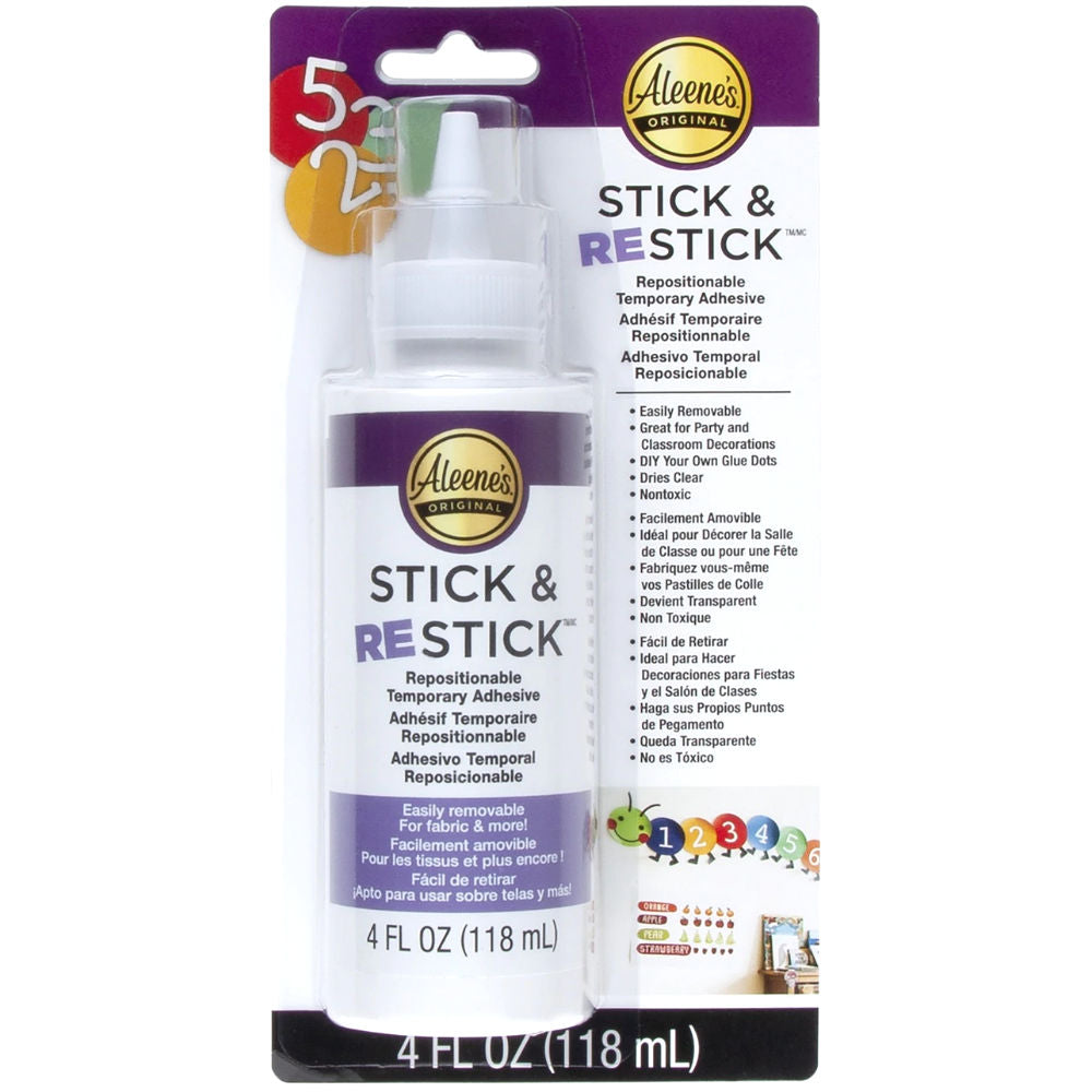 Stick & Restick Adhesive / Adhesivo Reposicionable para Telas Adhesivos / Pegamentos Aleene&