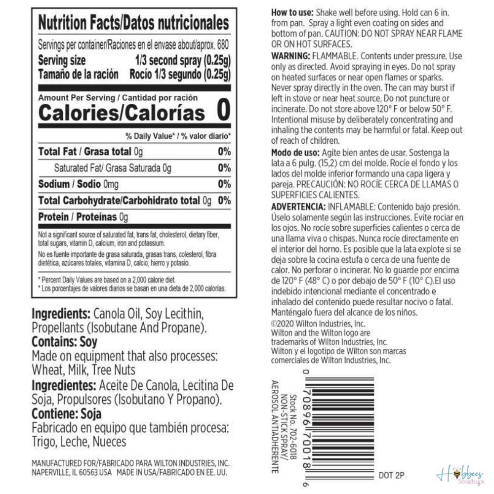 Bake Easy Non Stick Spray / Aceite en Spray para Hornear Descontinuado Wilton