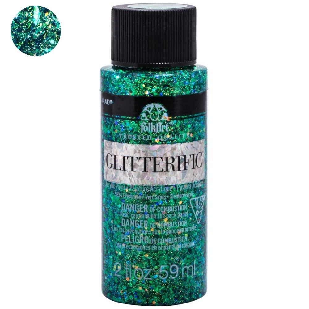 FolkArt Glitterific Paint Evergreen / Pintura AcrÃlica con Glitter Acrìlicos Plaid