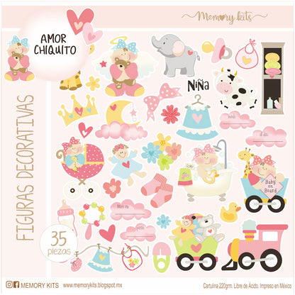 Kit de Papel Cartulina Amor Chiquito Niña Descontinuado Memory Kits