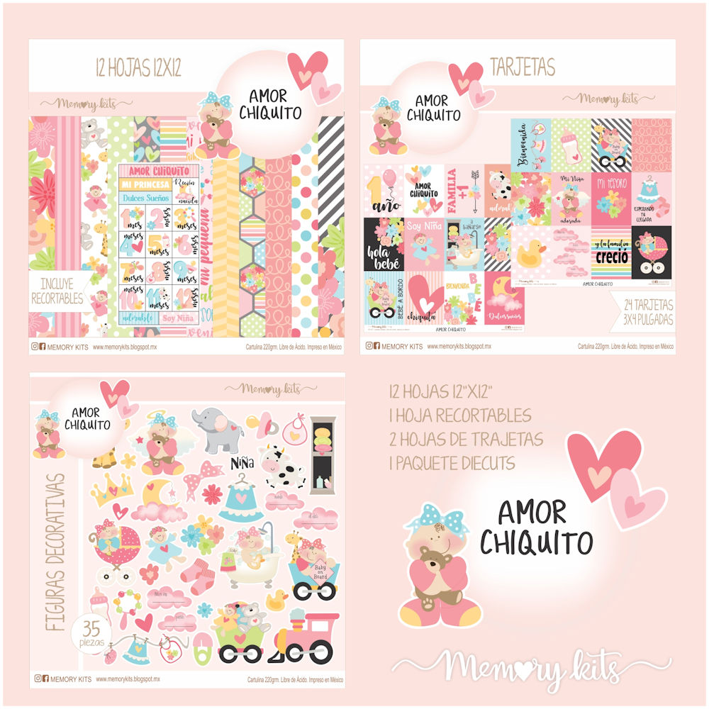 Kit de Papel Cartulina Amor Chiquito Niña Descontinuado Memory Kits